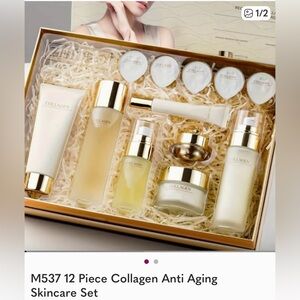 12 Piece Collagen Anti-Aging Skincare Set - Gold and White